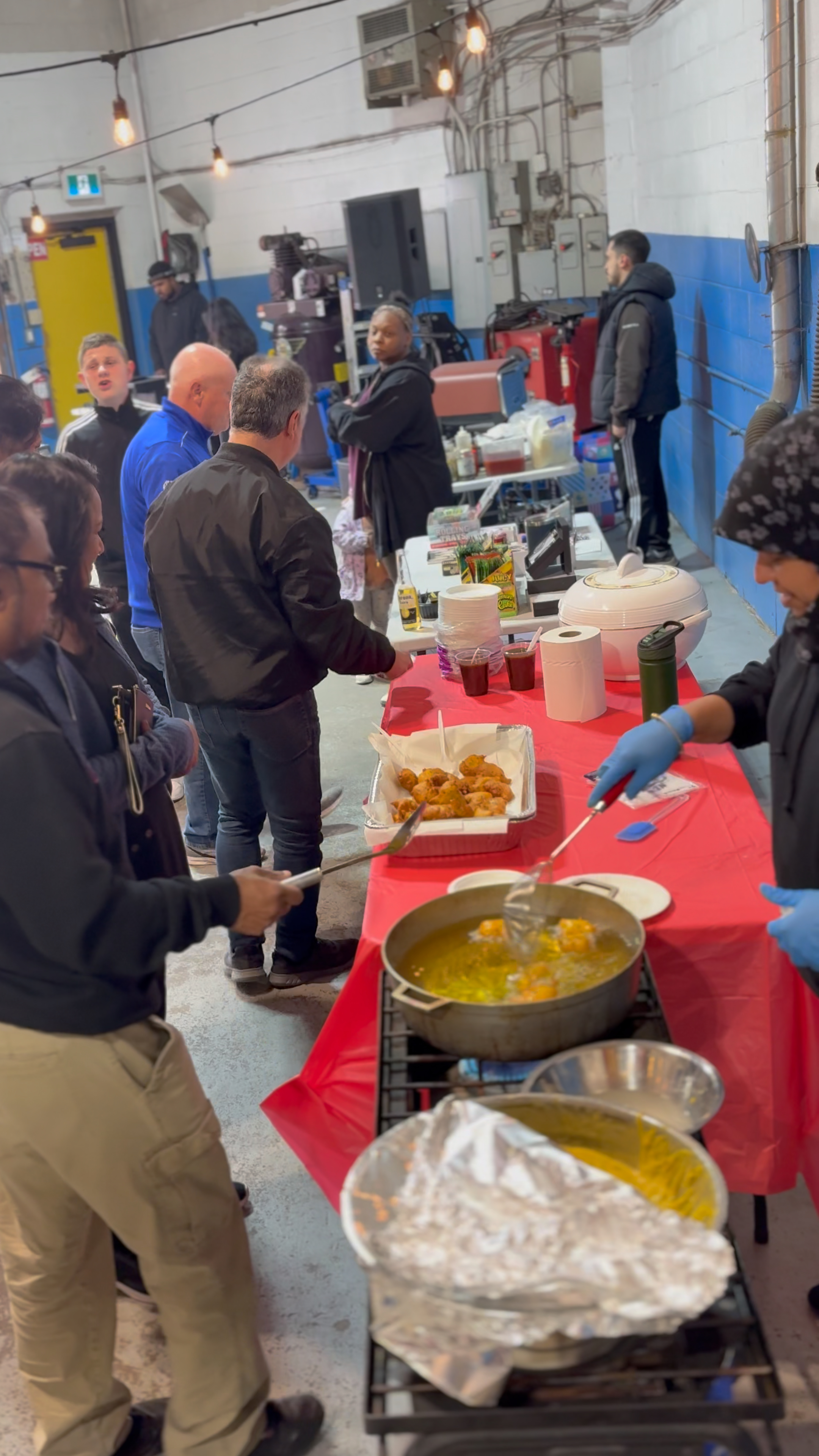 Community members sharing food